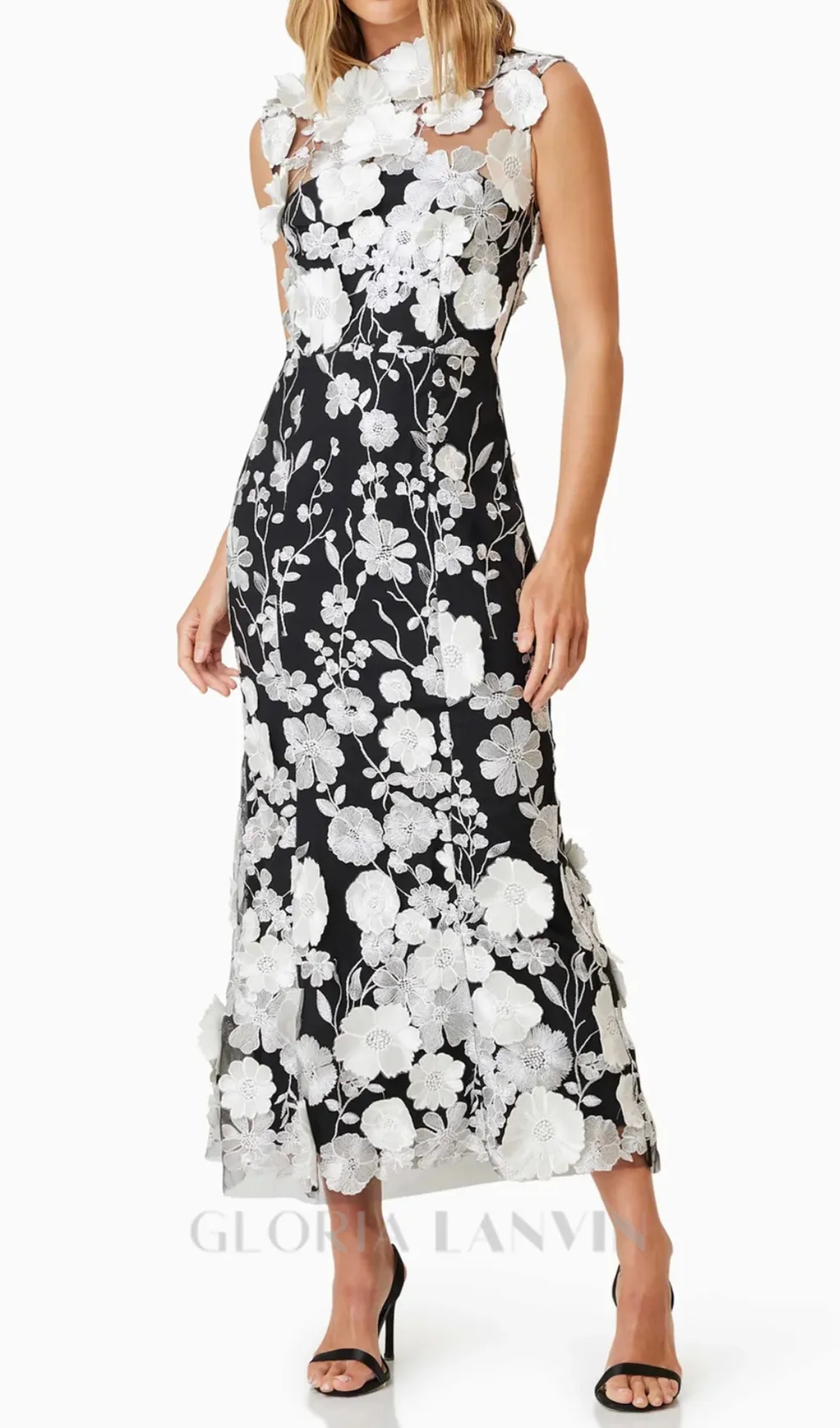 Selene Cocktail Midi Dress in Black Gloria Lanvin