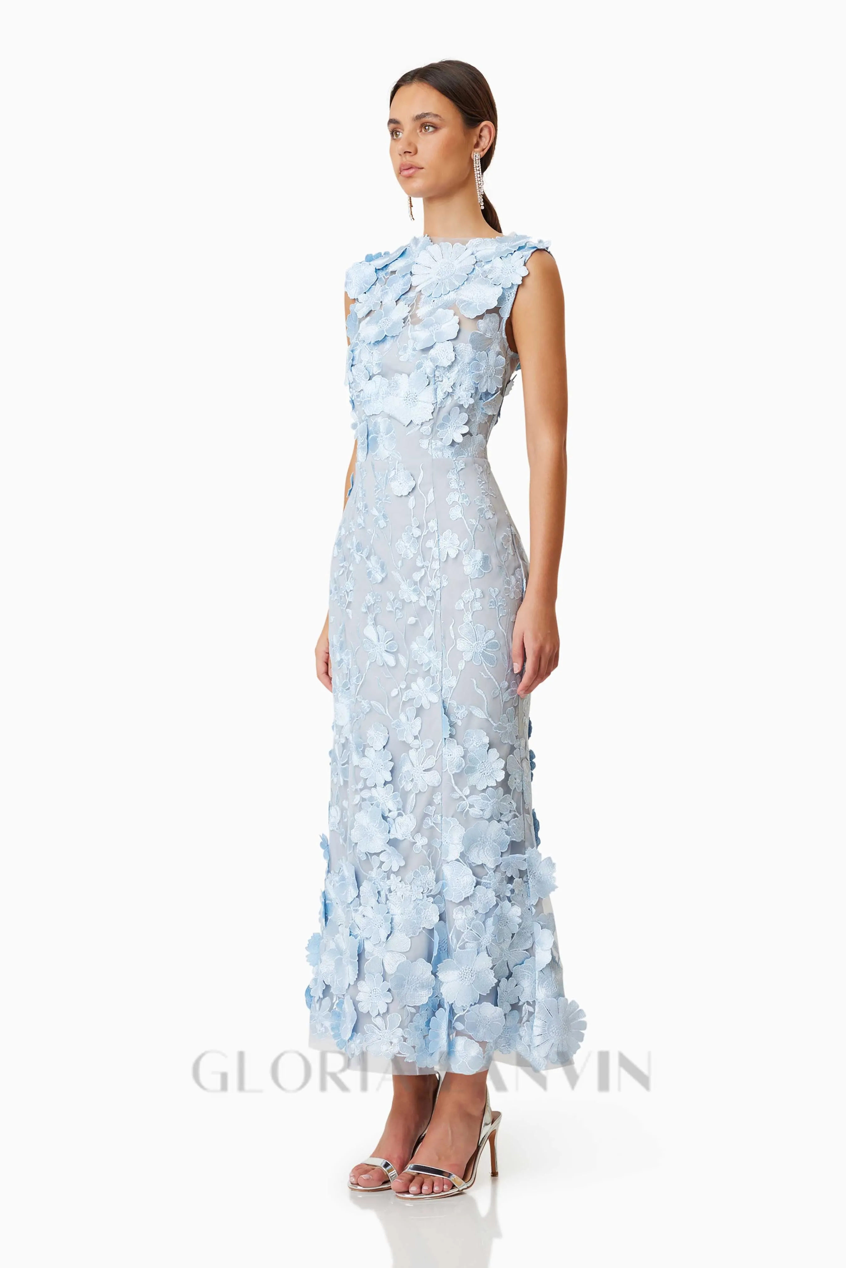 Selene Cocktail Midi Dress in Blue Gloria Lanvin