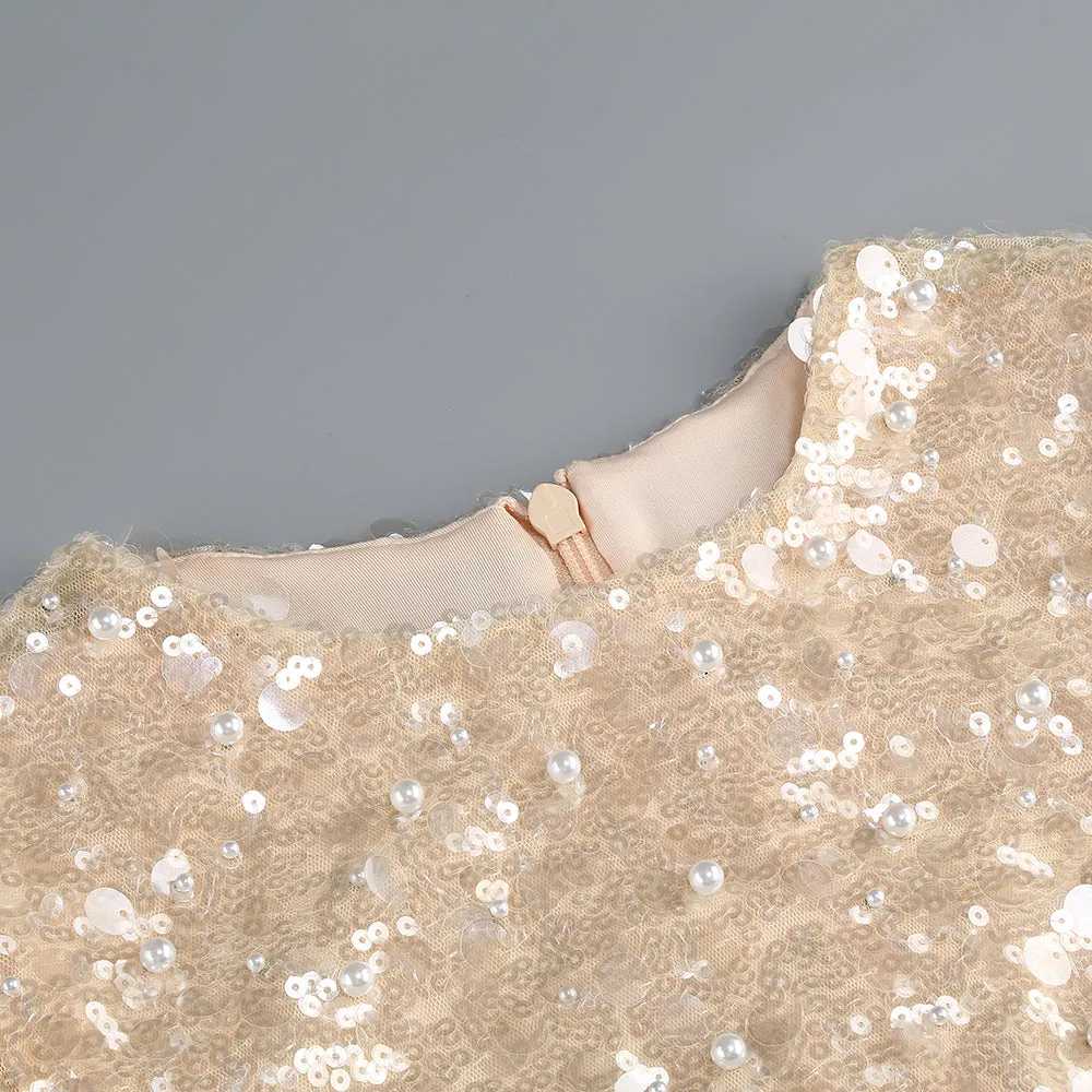 sequin embellished mini dress in gold Gloria Lanvin