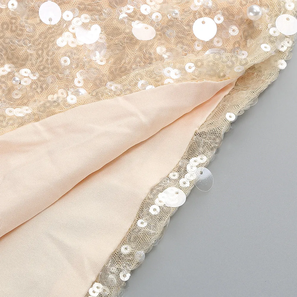 sequin embellished mini dress in gold Gloria Lanvin