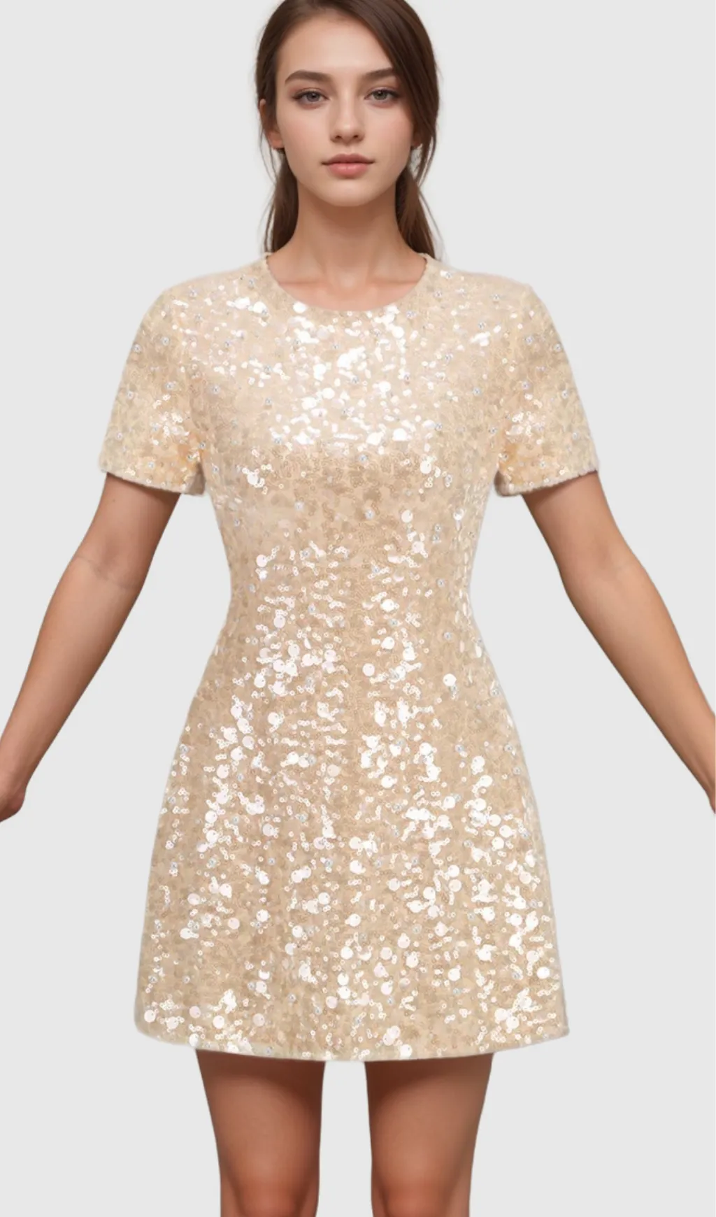 sequin embellished mini dress in gold Gloria Lanvin