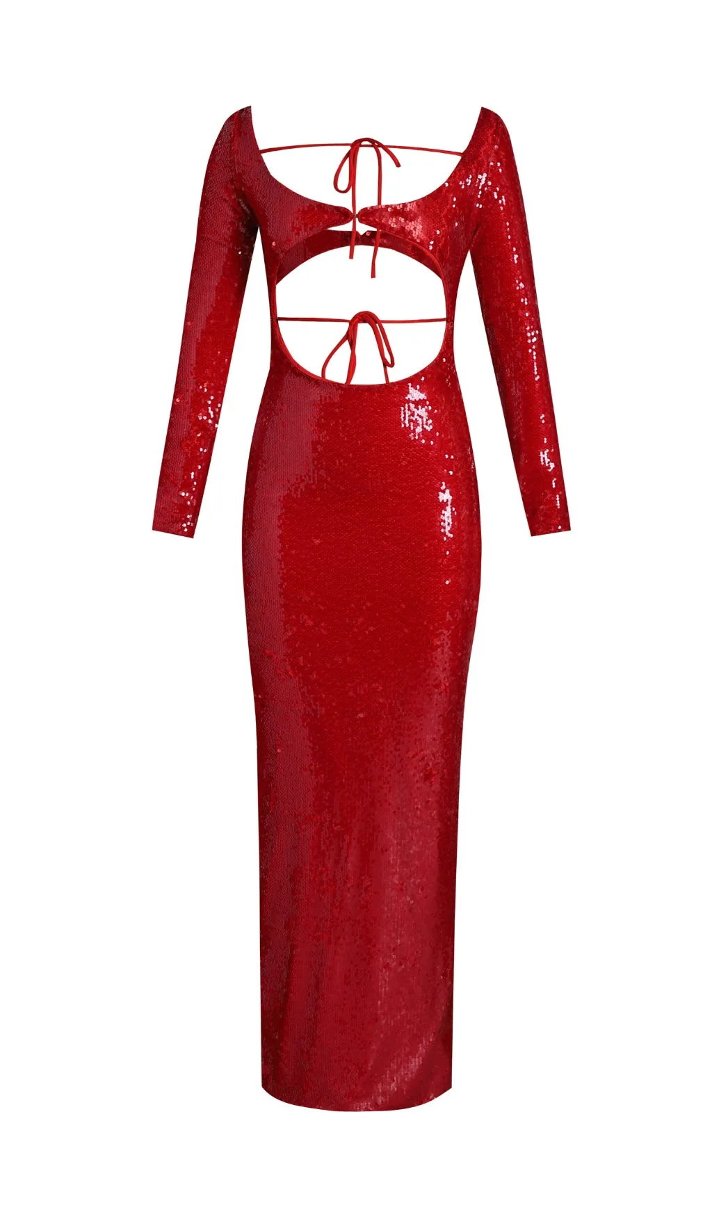 SEQUIN-EMBROIDERED CUT-OUT MAXI DRESS IN RED Gloria Lanvin