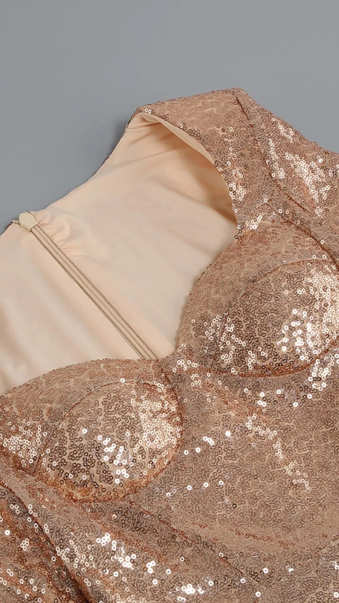 SEQUIN FEATHER MINI DRESS IN ROSE GOLD Gloria Lanvin