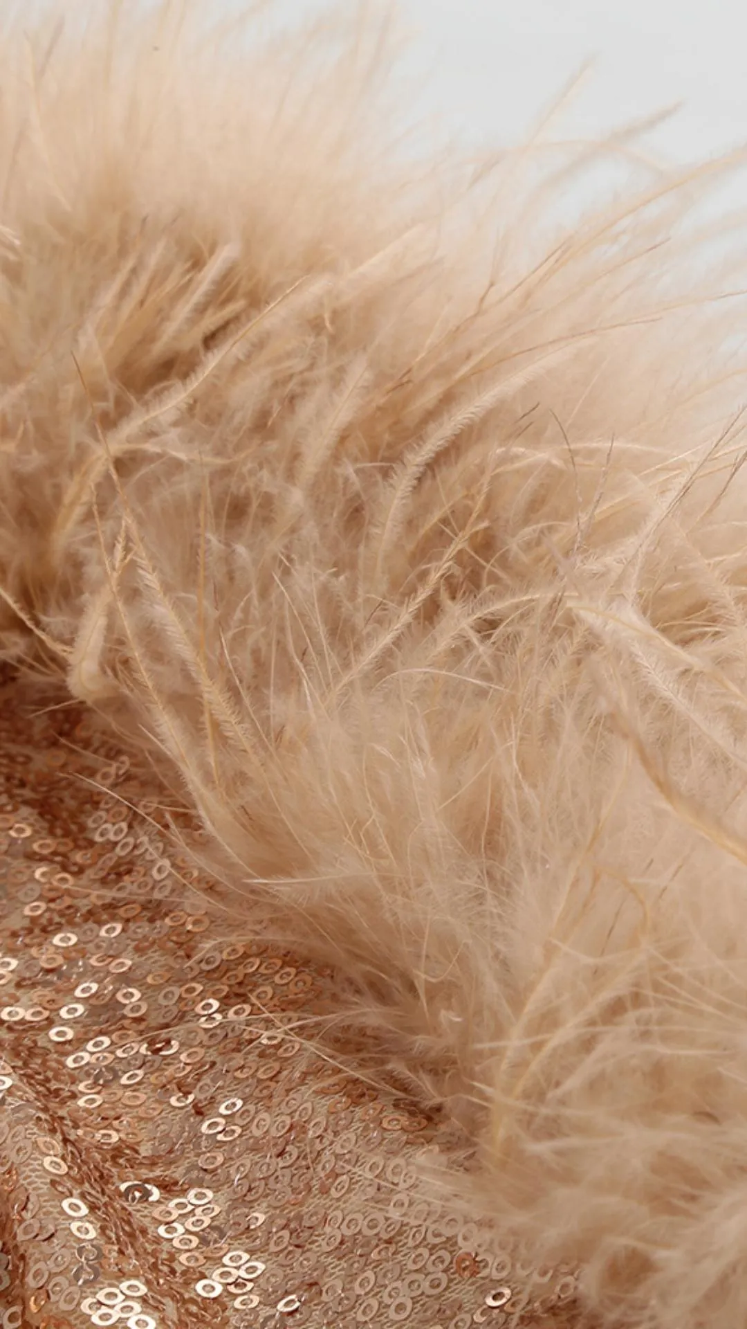 SEQUIN FEATHER MINI DRESS IN ROSE GOLD Gloria Lanvin