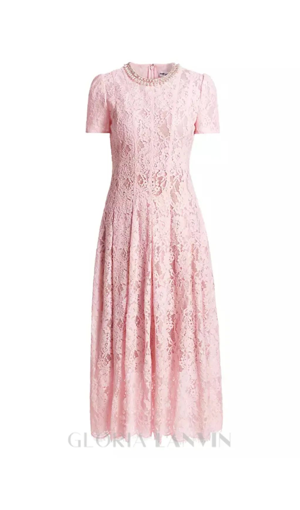 Sequin Floral Lace Midi Dress in pink Gloria Lanvin