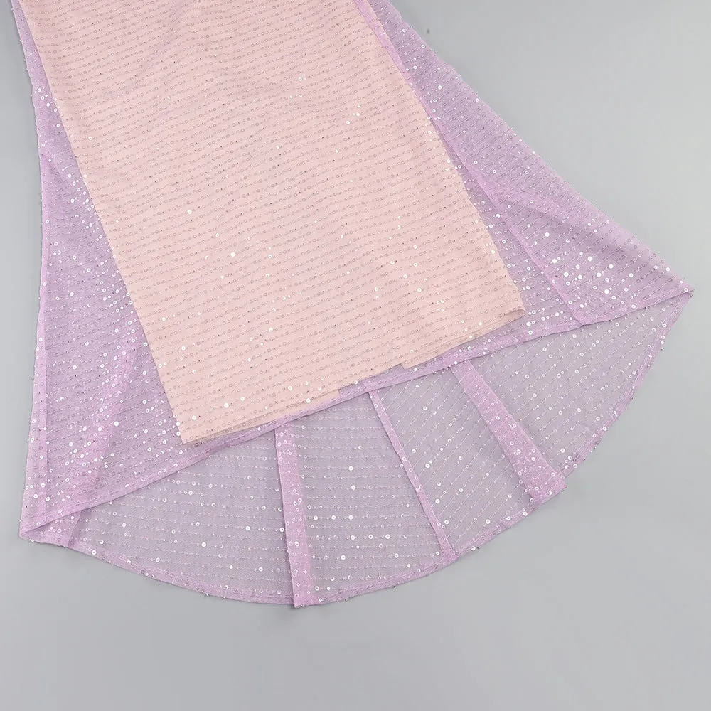SEQUIN GLITTERING MAXI DRESS IN PALE PURPLE Gloria Lanvin