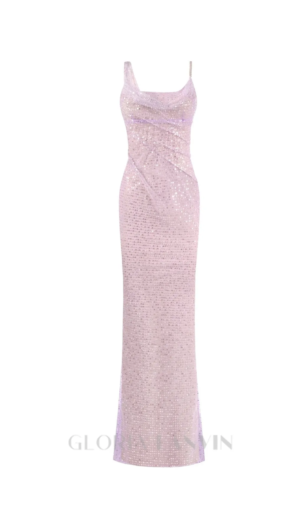 SEQUIN GLITTERING MAXI DRESS IN PALE PURPLE Gloria Lanvin