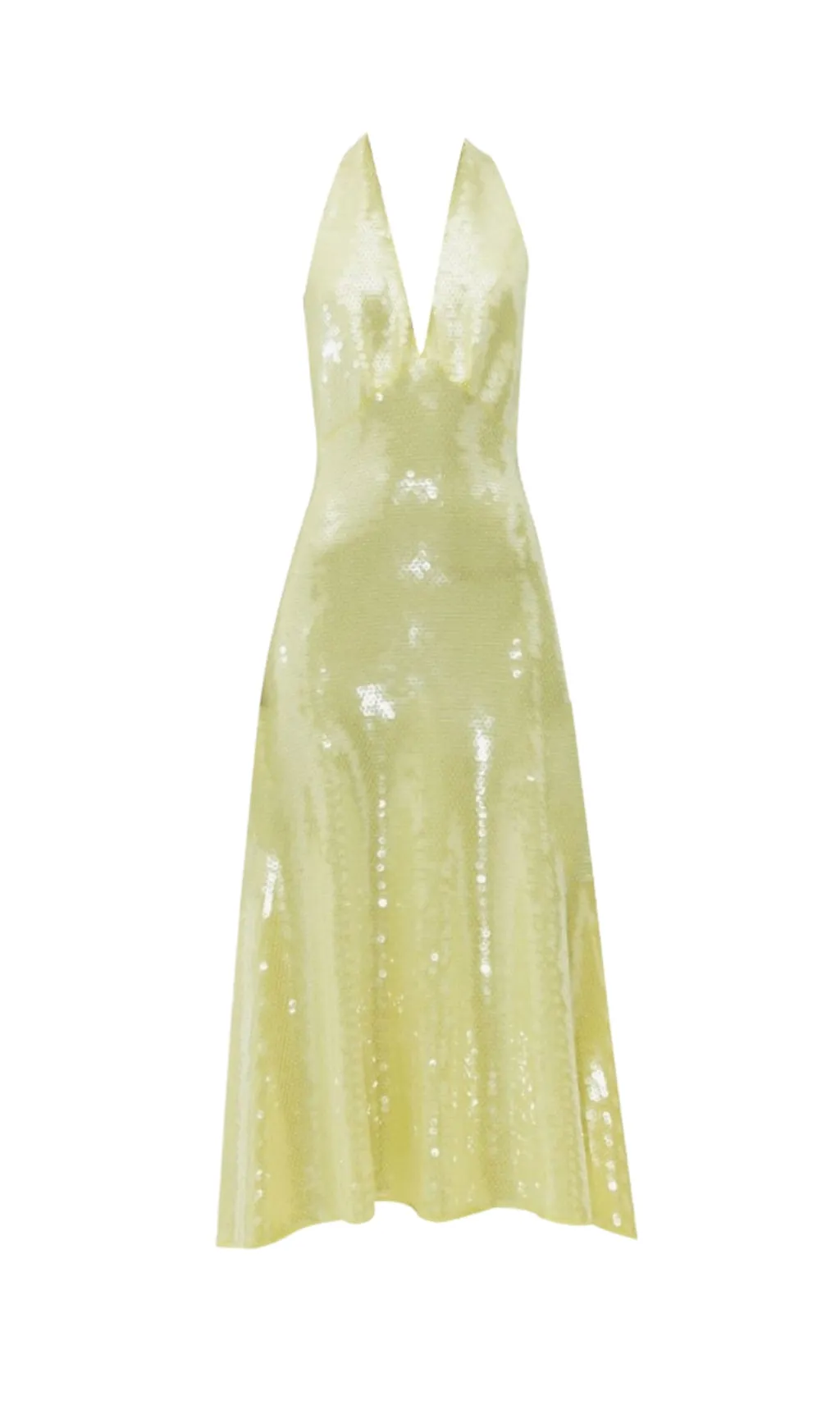 SEQUIN HALTER NECK A-LINE BACKLESS MIDI DRESS Gloria Lanvin