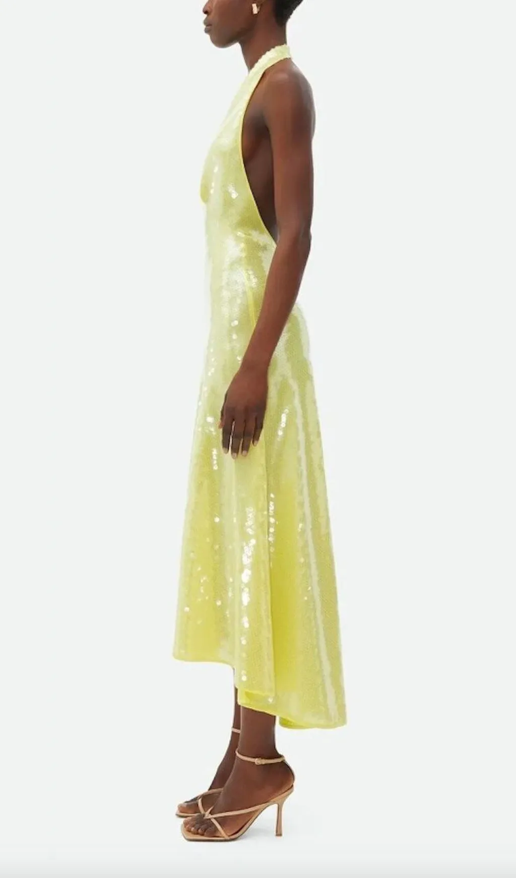 SEQUIN HALTER NECK A-LINE BACKLESS MIDI DRESS Gloria Lanvin