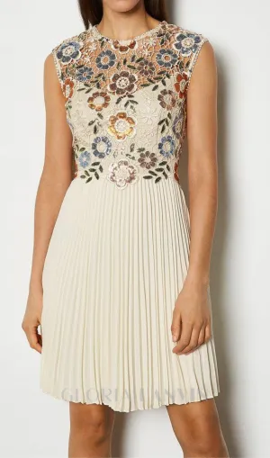 sequin lace floral mini dress in apricot Gloria Lanvin