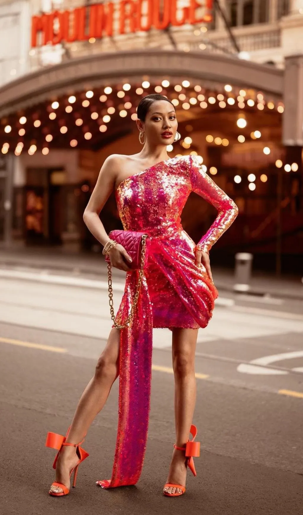 SEQUIN ONE SHOULDR MINI DRESS IN PINK Gloria Lanvin