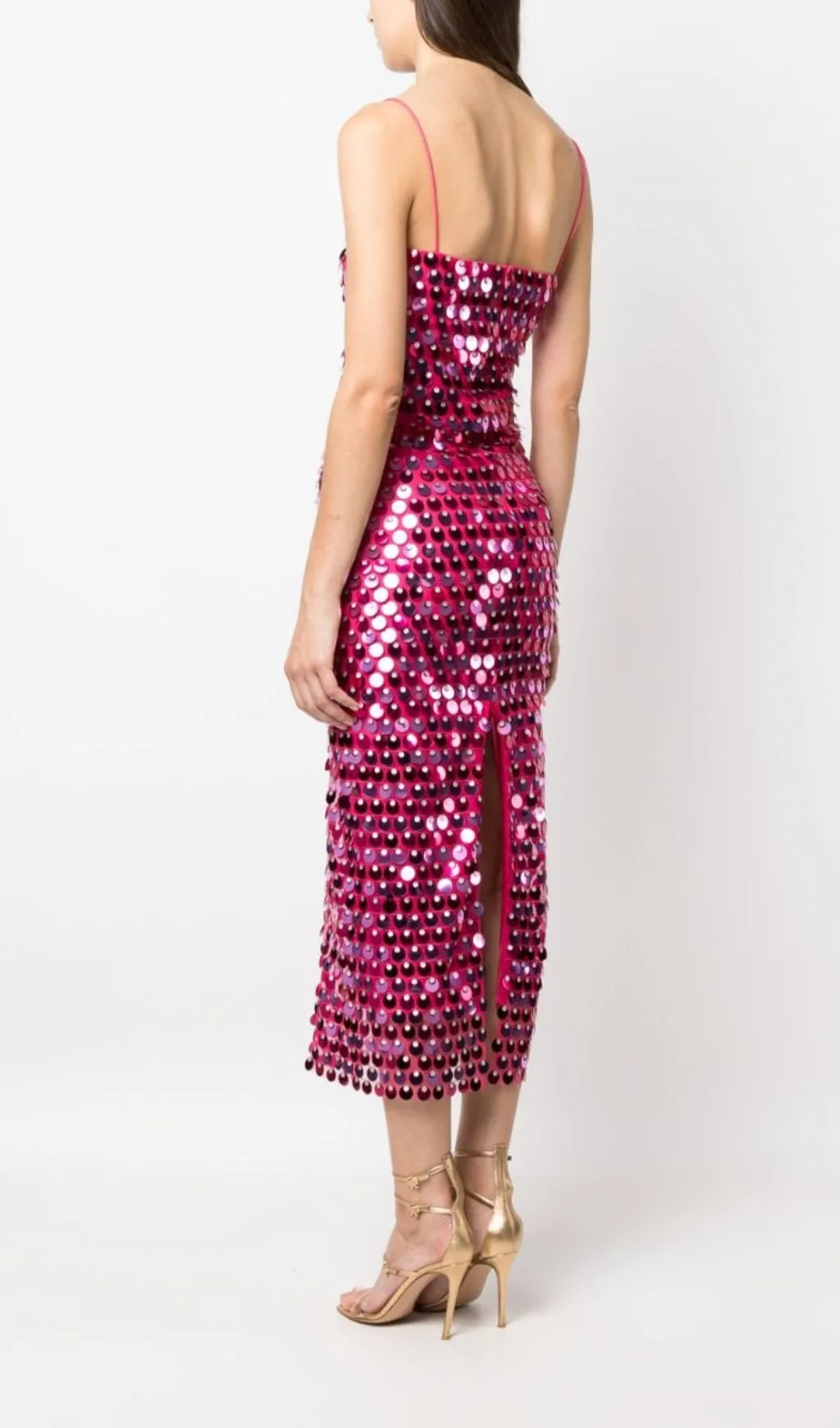 SEQUIN PHOENIX MIDI DRESS IN DARK PINK Gloria Lanvin