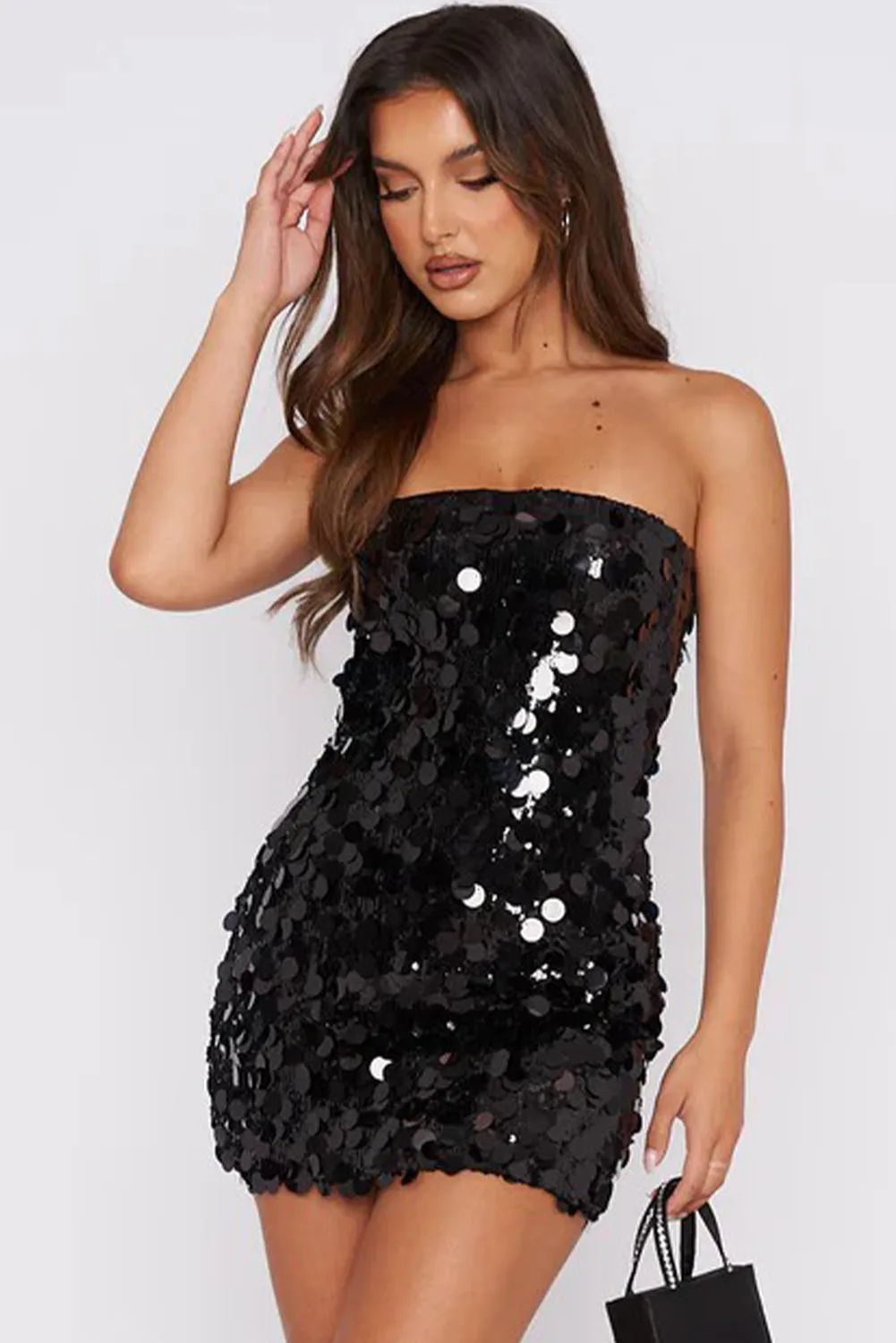 SEQUIN STRAPLESS BODYCON MINI DRESS Gloria Lanvin