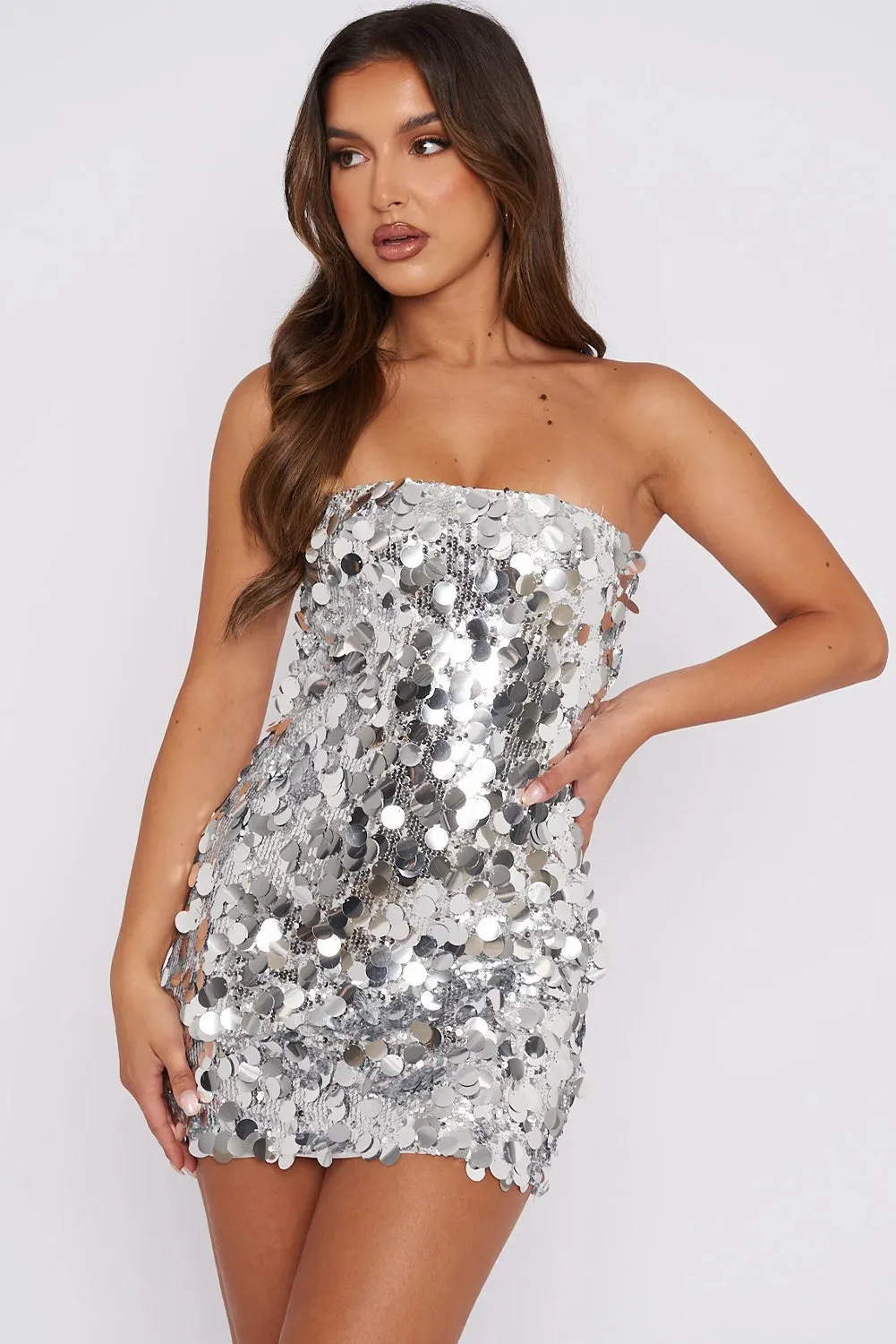 SEQUIN STRAPLESS BODYCON MINI DRESS Gloria Lanvin