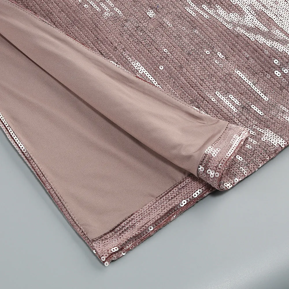SETLLA BOW DETAIL SEQUIN MAXI DRESS IN BROWN Gloria Lanvin