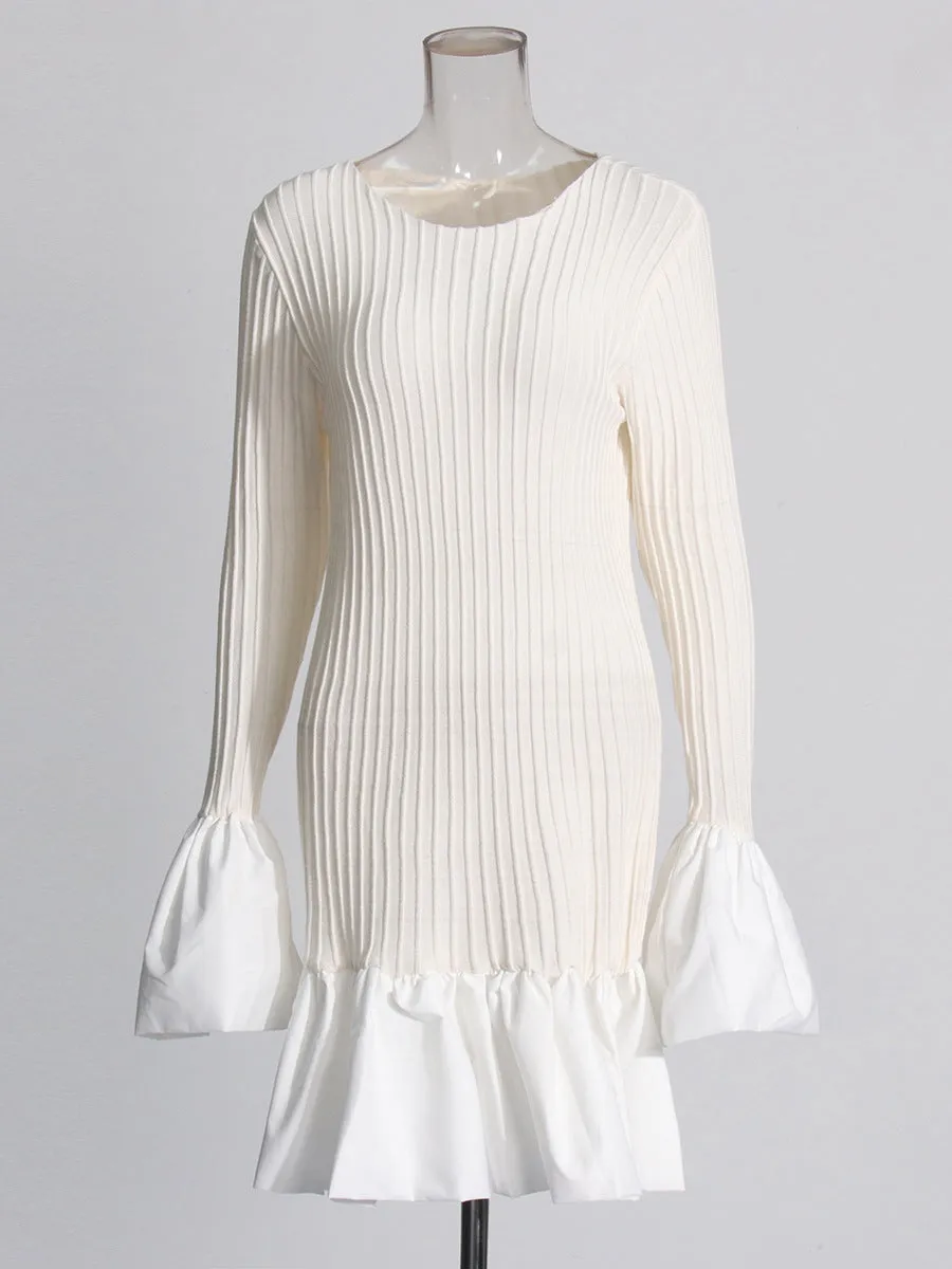 SETLLA WHITE FLUTE SLEEVED TAFFETA MINI DRESS Gloria Lanvin
