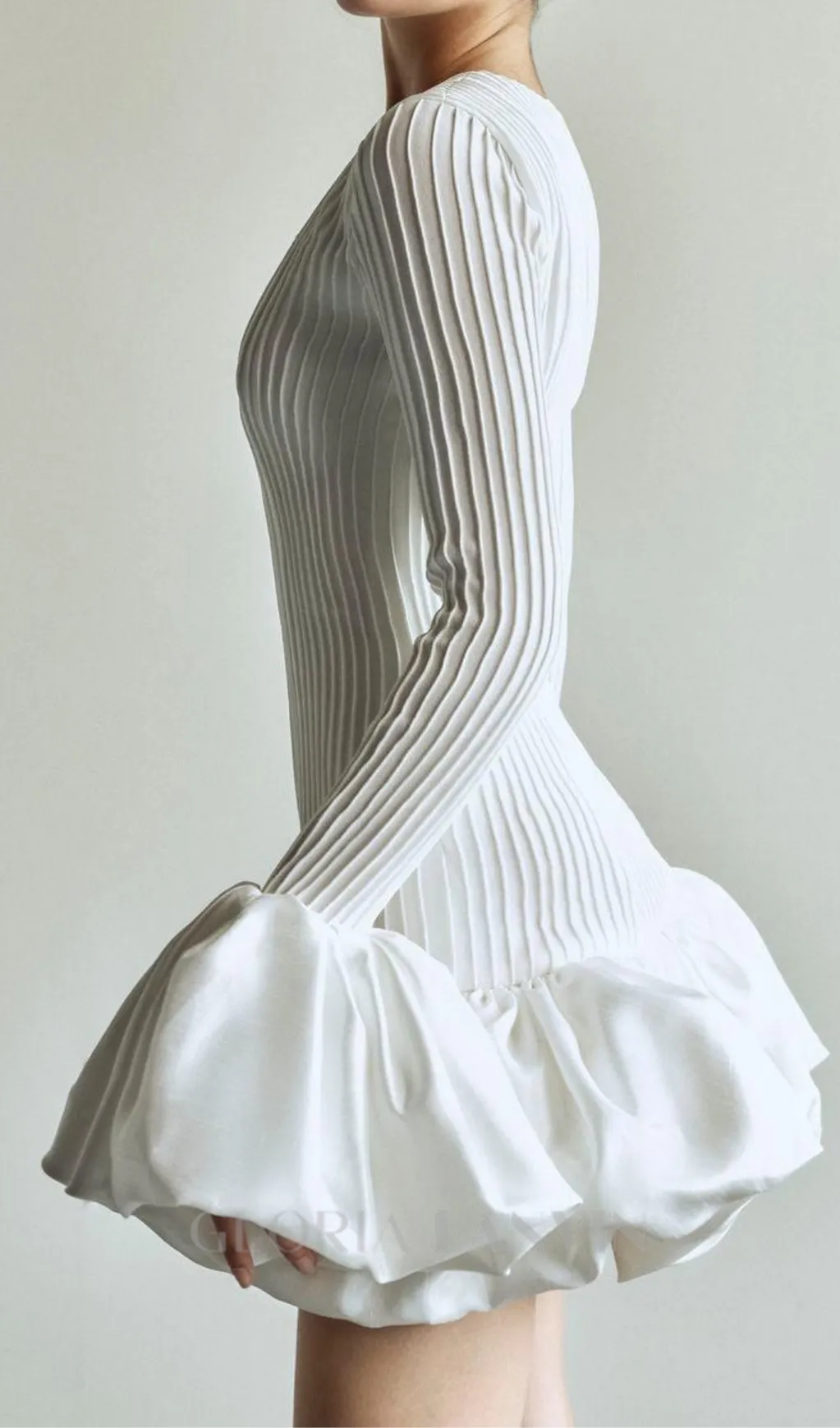 SETLLA WHITE FLUTE SLEEVED TAFFETA MINI DRESS Gloria Lanvin