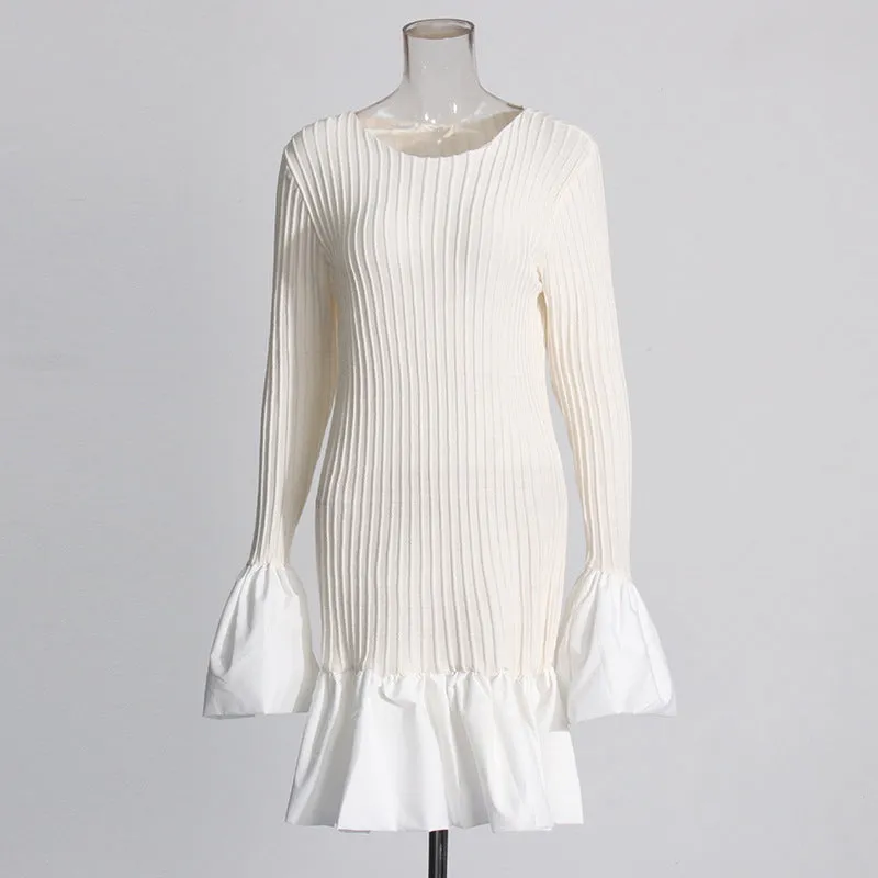 SETLLA WHITE FLUTE SLEEVED TAFFETA MINI DRESS Gloria Lanvin