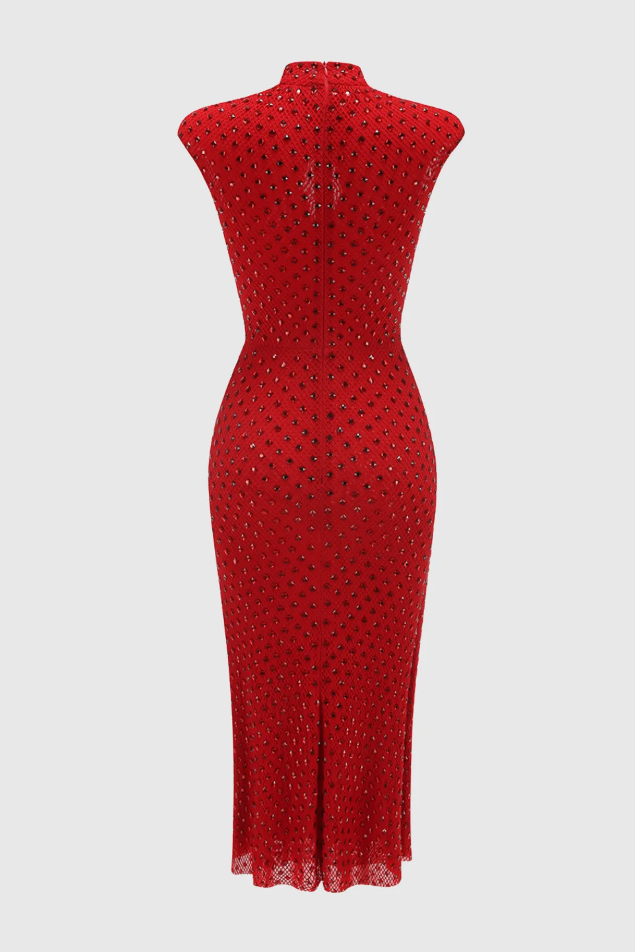 Sharrie Flower Rhinestone Embellished Fishnet Midi Dress Gloria Lanvin
