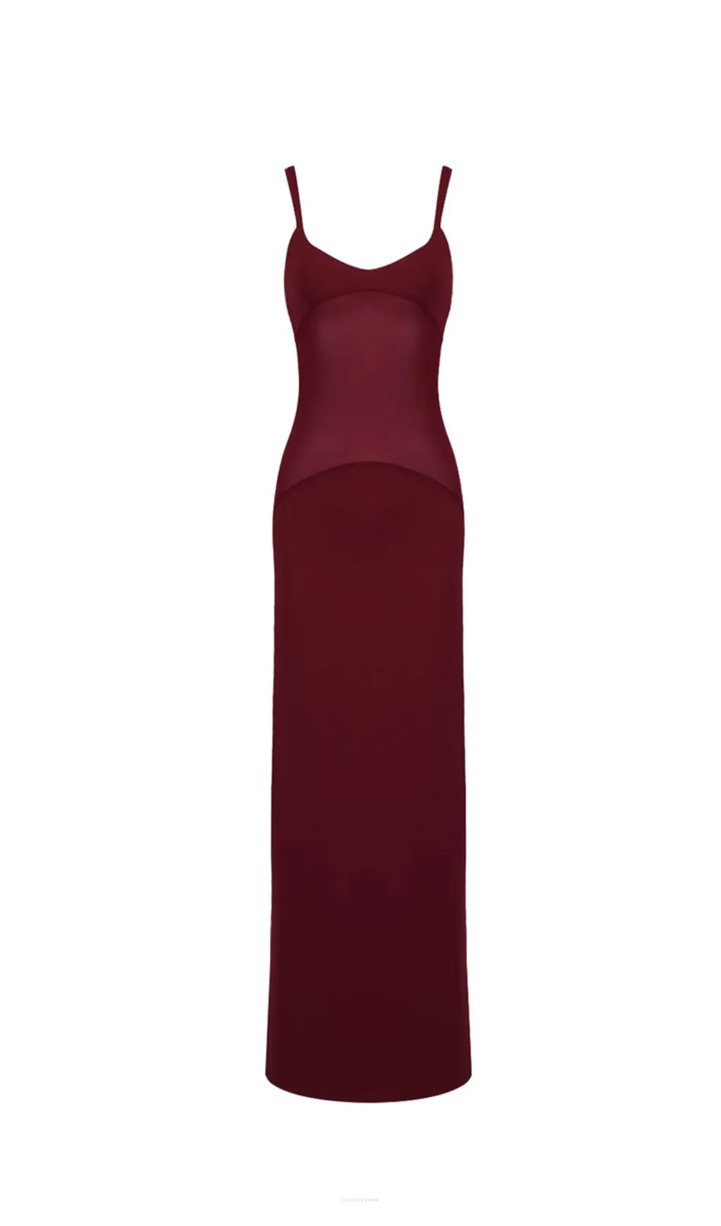 sheer knit curve maxi dress in merlot Gloria Lanvin