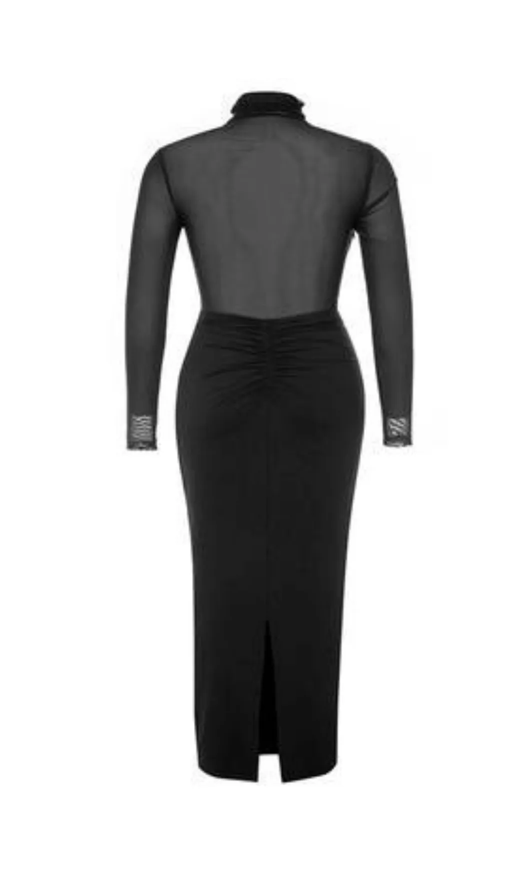 SHEER RUCHED MAXI DRESS IN BLACK Gloria Lanvin