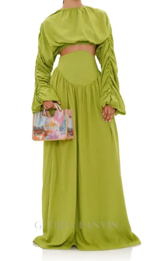 SHEILA CORP TOP CORSET SKIRT SET IN LIME Gloria Lanvin