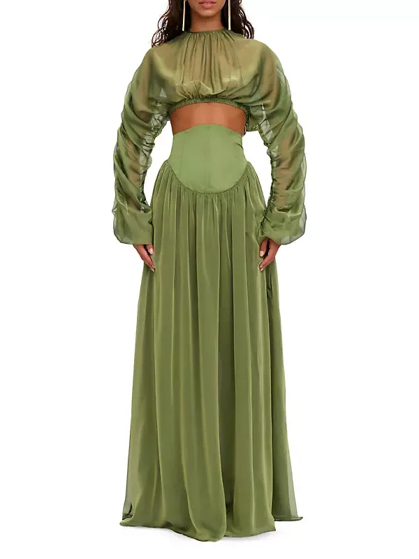 SHEILA CORP TOP CORSET SKIRT SET IN LIME Gloria Lanvin