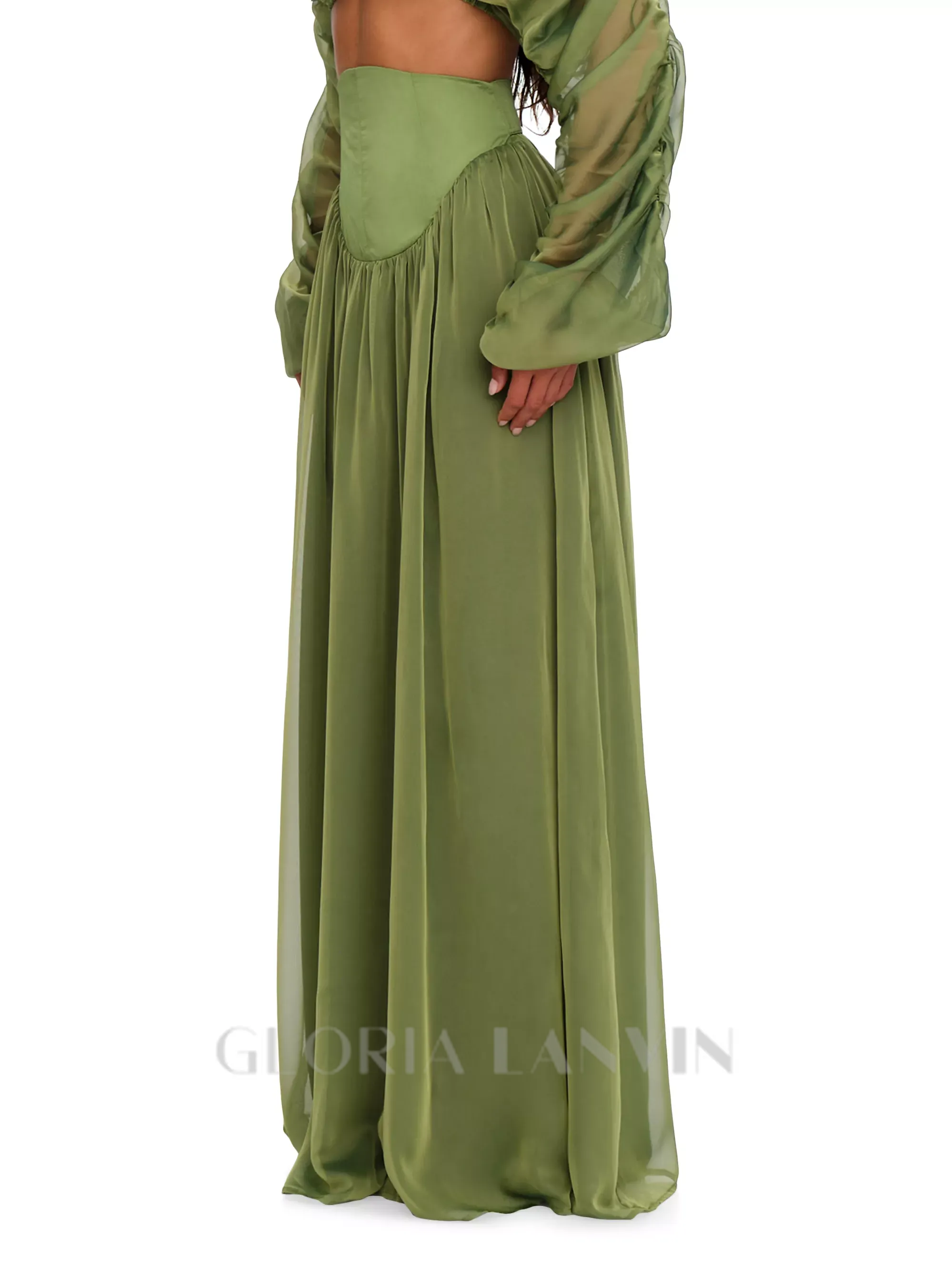 SHEILA CORP TOP CORSET SKIRT SET IN LIME Gloria Lanvin