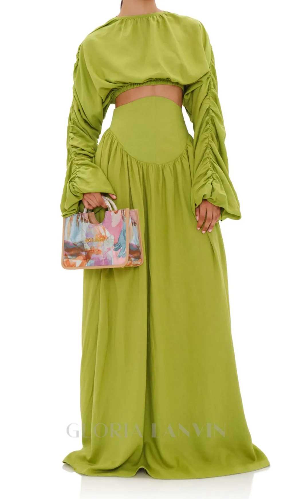 SHEILA CORP TOP CORSET SKIRT SET IN LIME Gloria Lanvin