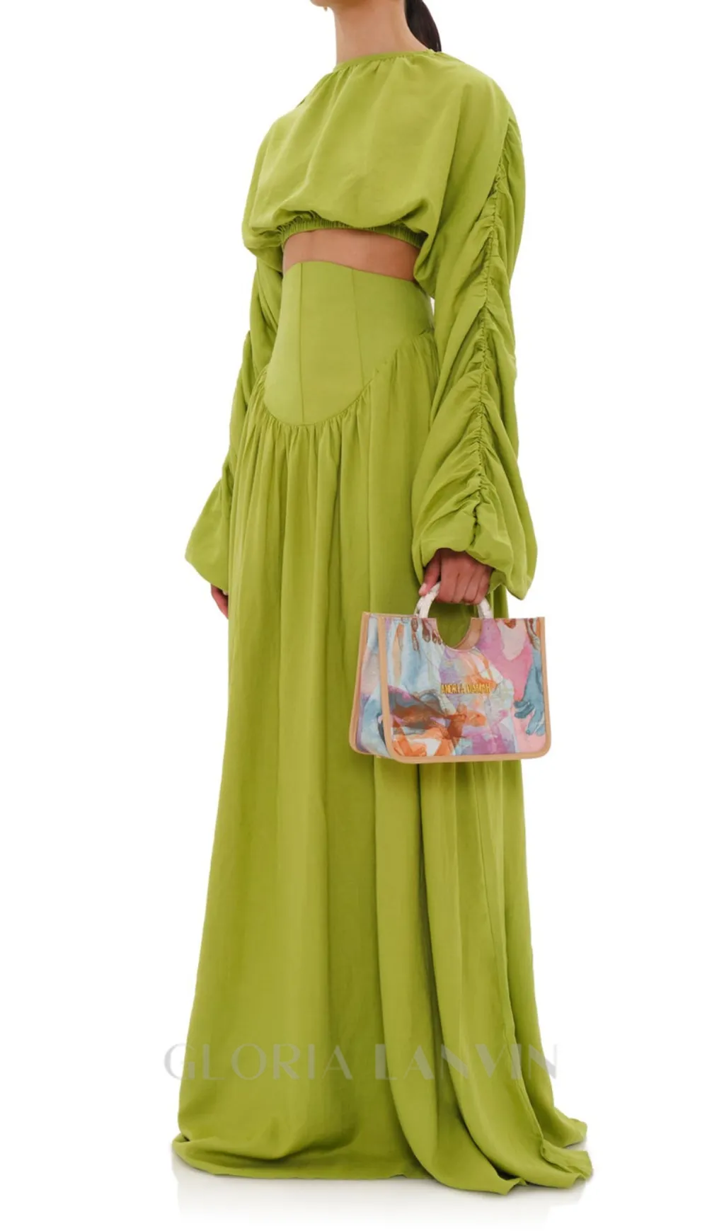 SHEILA CORP TOP CORSET SKIRT SET IN LIME Gloria Lanvin