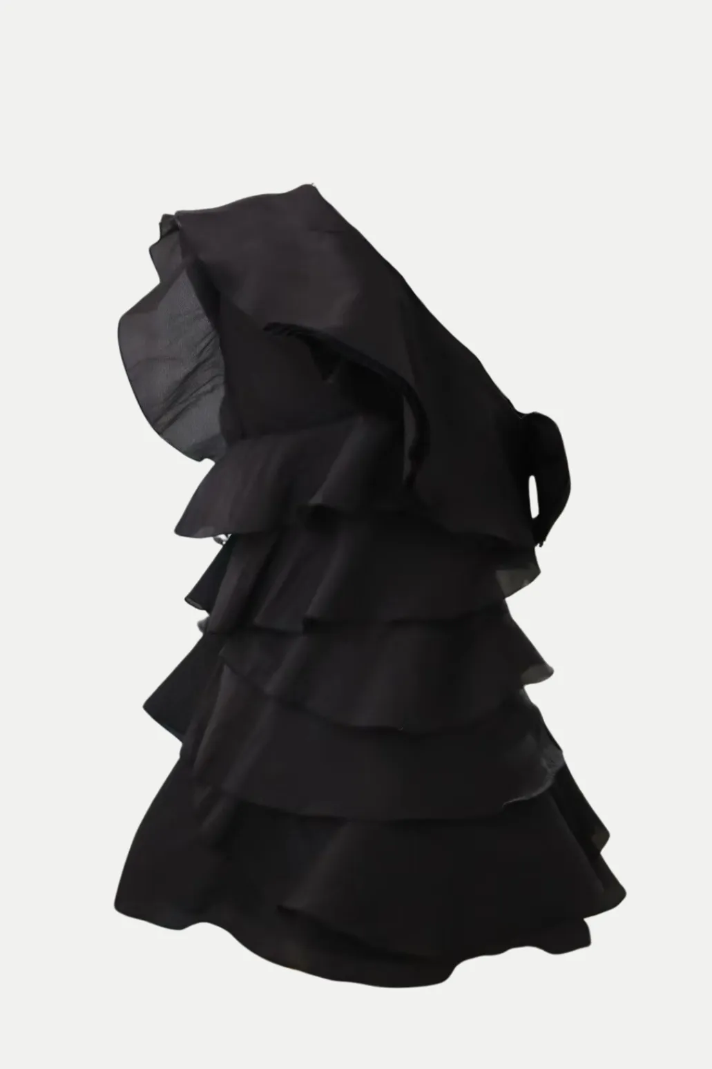 Shelyn Flower One Shoulder Ruffle Mini Dress In Black Gloria Lanvin