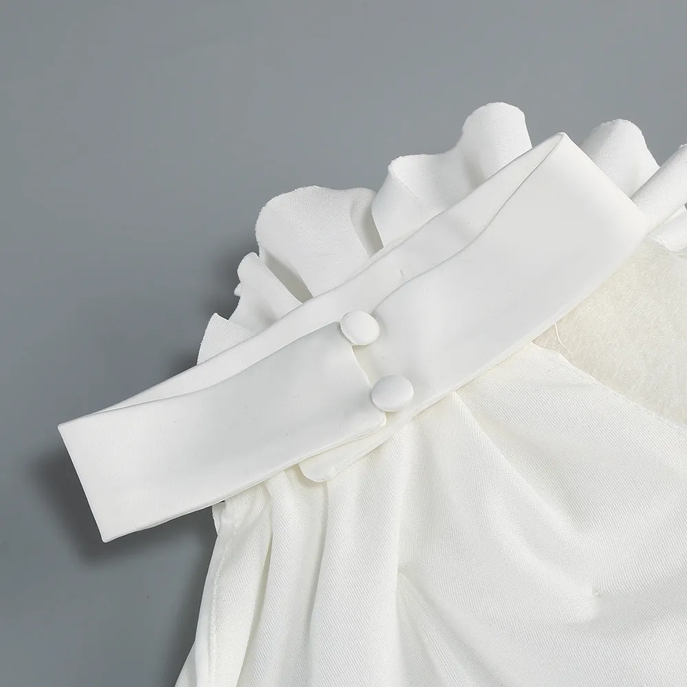 sherry Halterneck Floral Applique Maxi Dress in white Gloria Lanvin