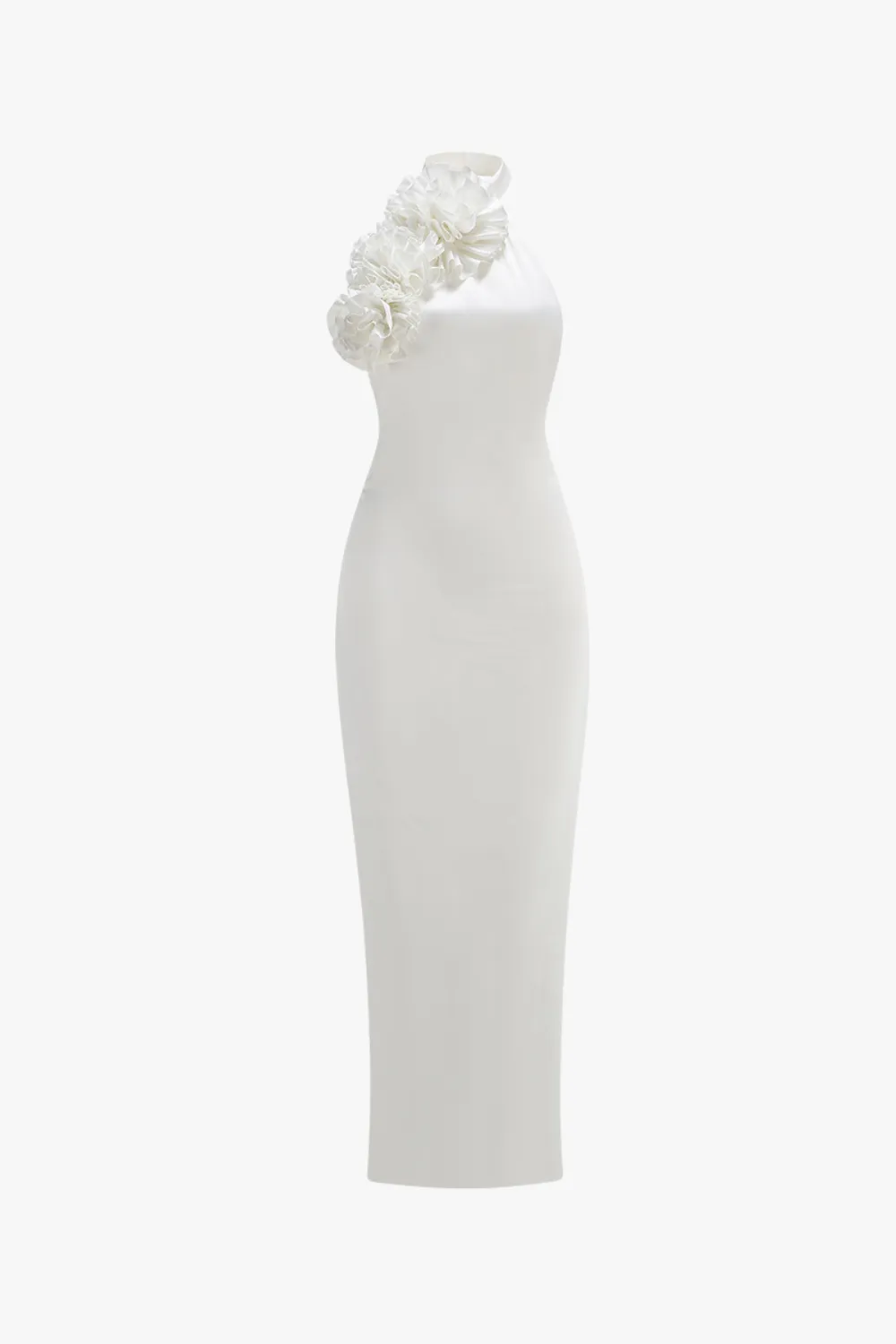 sherry Halterneck Floral Applique Maxi Dress in white Gloria Lanvin