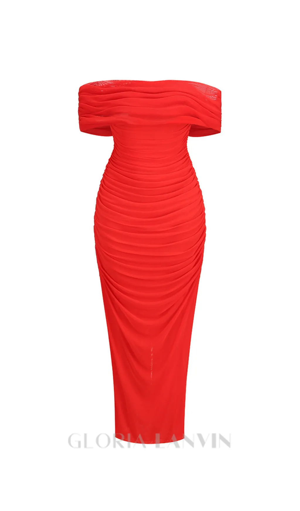 SHERRY OFF-SHOULDER TULLE BANDAGE MAXI DRESS IN RED Gloria Lanvin