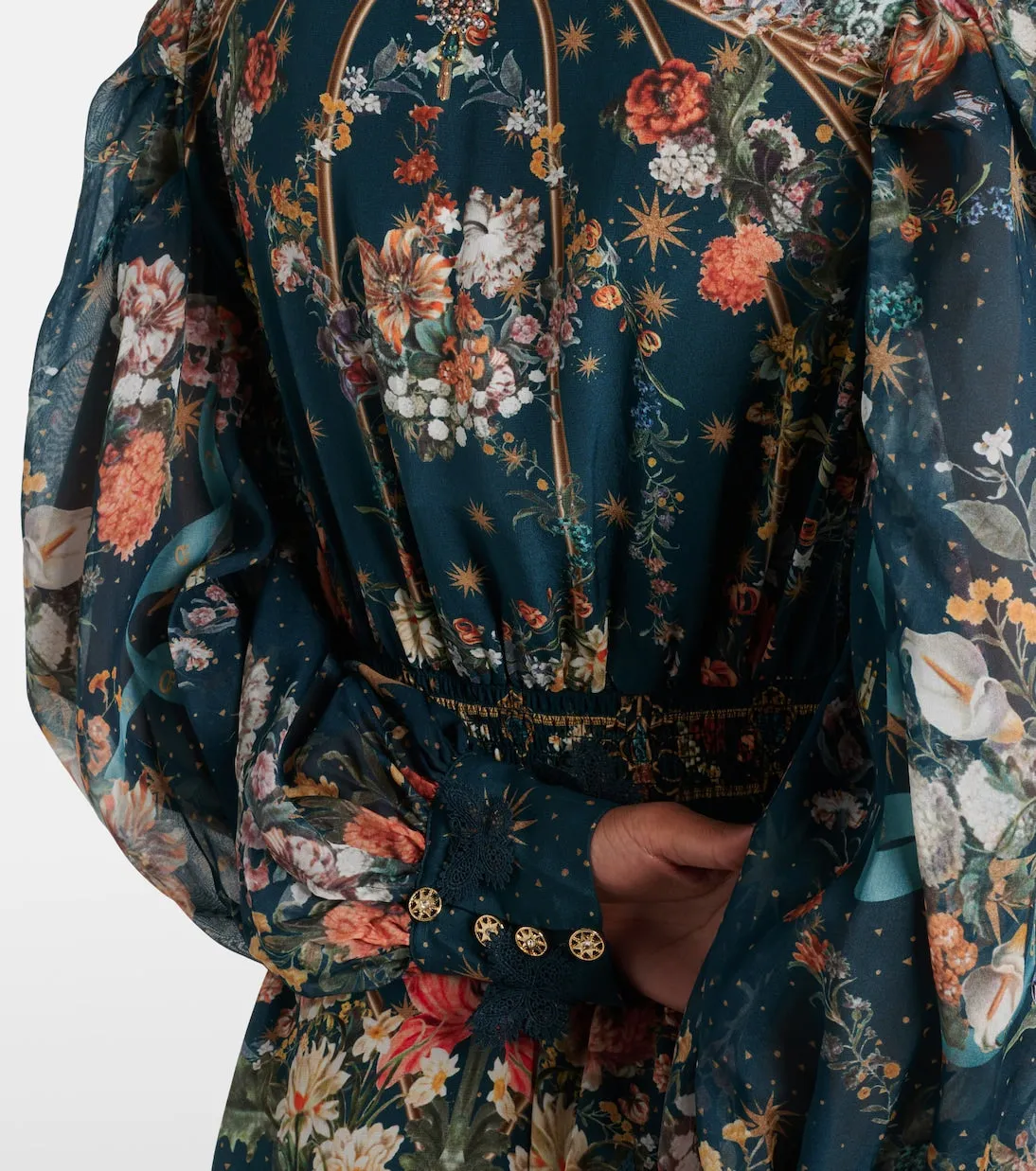 SHIRLEY EMBELLISHED FLORAL SILK CRPE MINI DRESS Gloria Lanvin