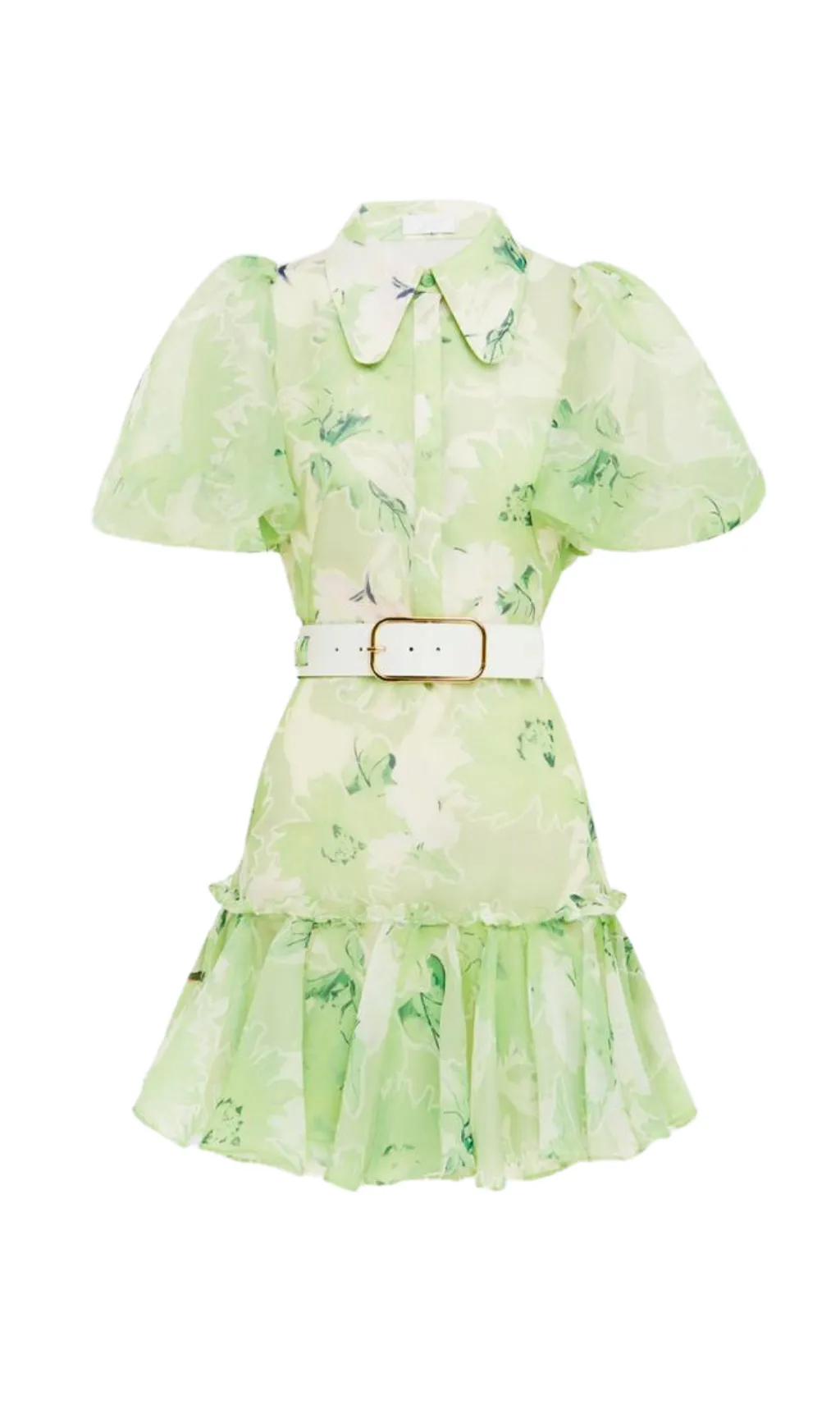 SHORT SLEEVE MINI DRESS IN JASMINE PRINT IN SAGE Gloria Lanvin