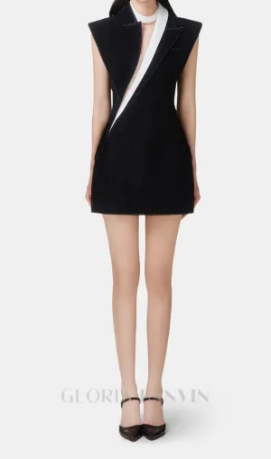 Shoulder Pad Black mini Dress Gloria Lanvin