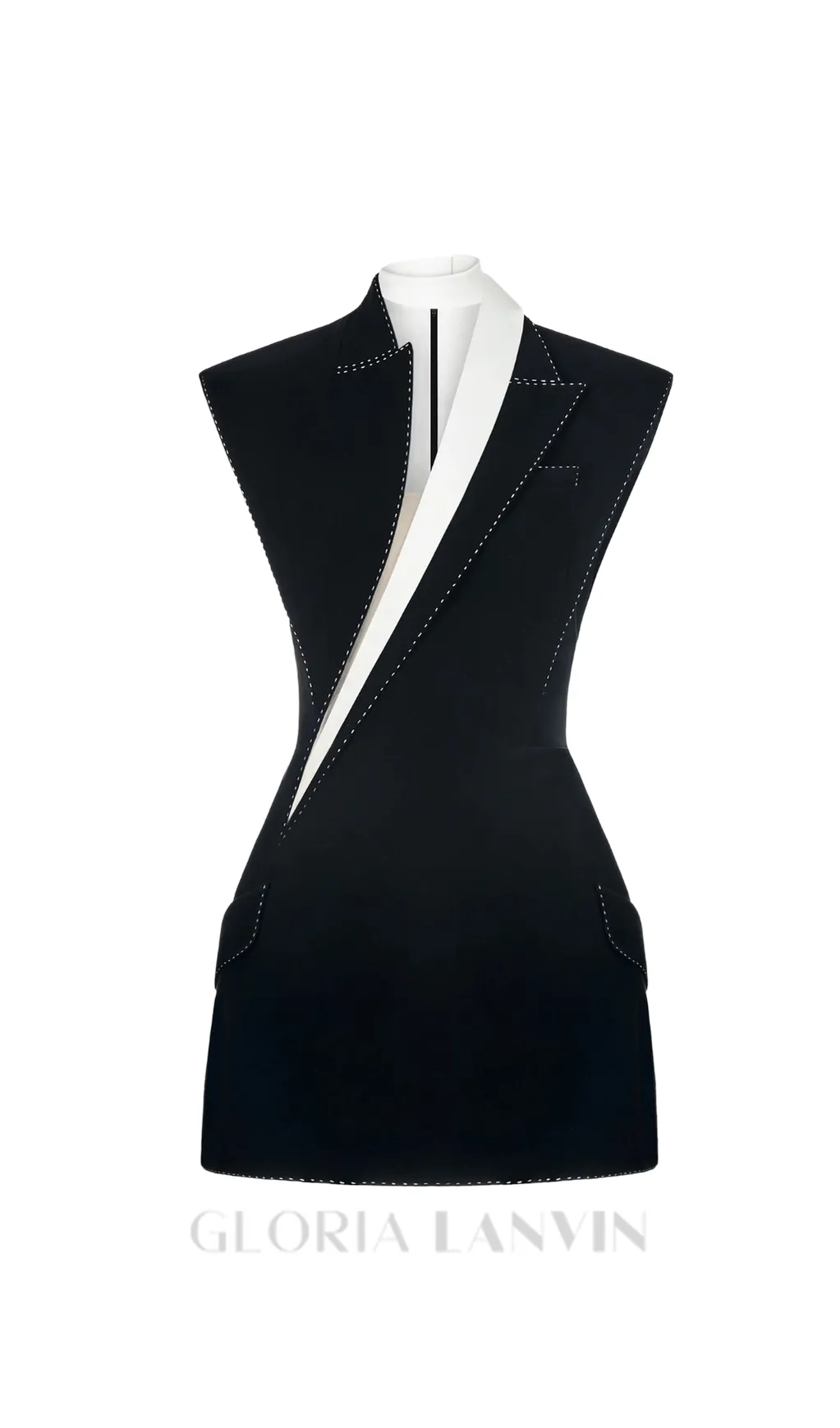 Shoulder Pad Black mini Dress Gloria Lanvin