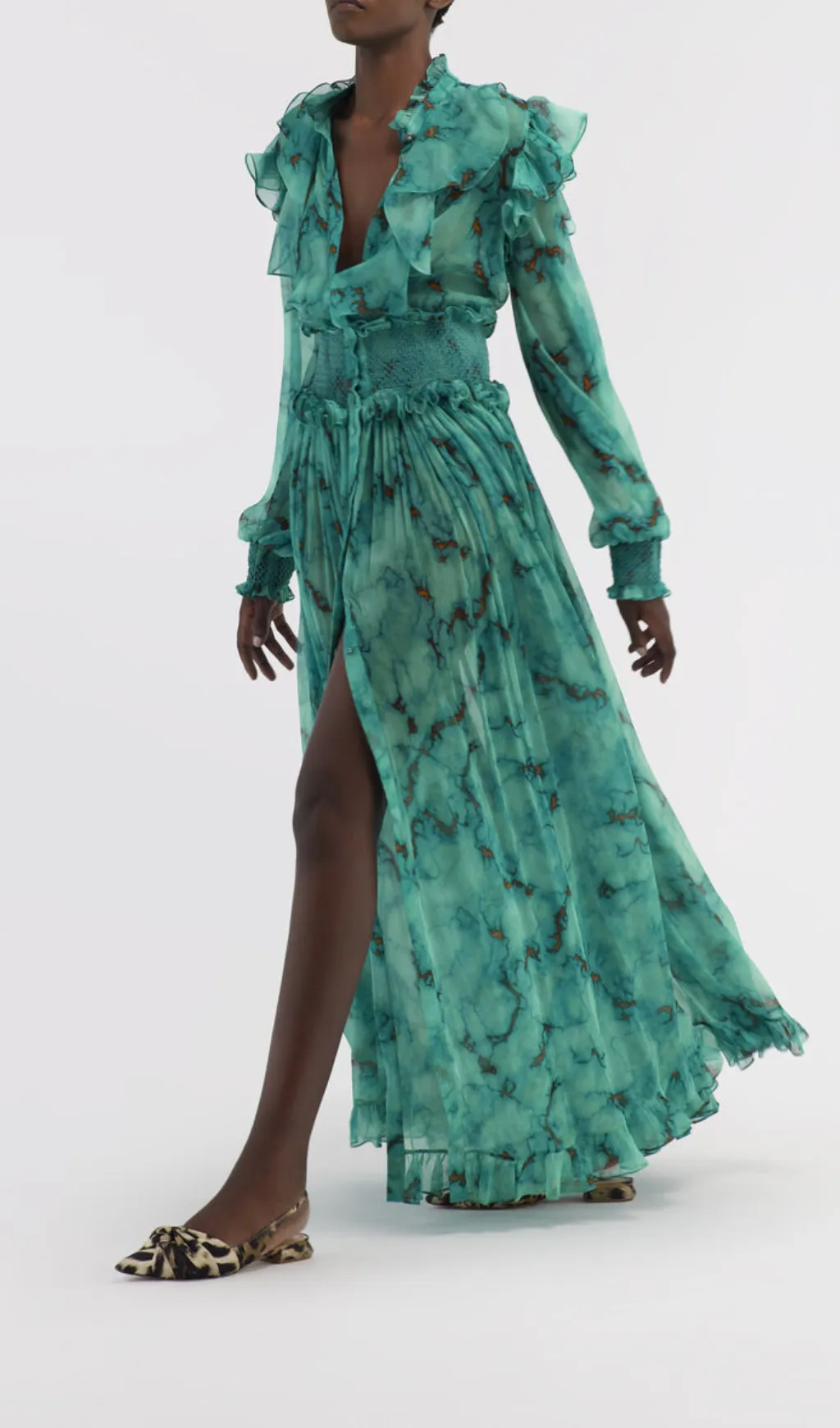 SILK MAXI DRESS WITH MARBLE PRINT Gloria Lanvin