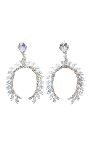 SILVER CRYSTAL ARCHED SHAPE DROP EARRINGS Gloria Lanvin