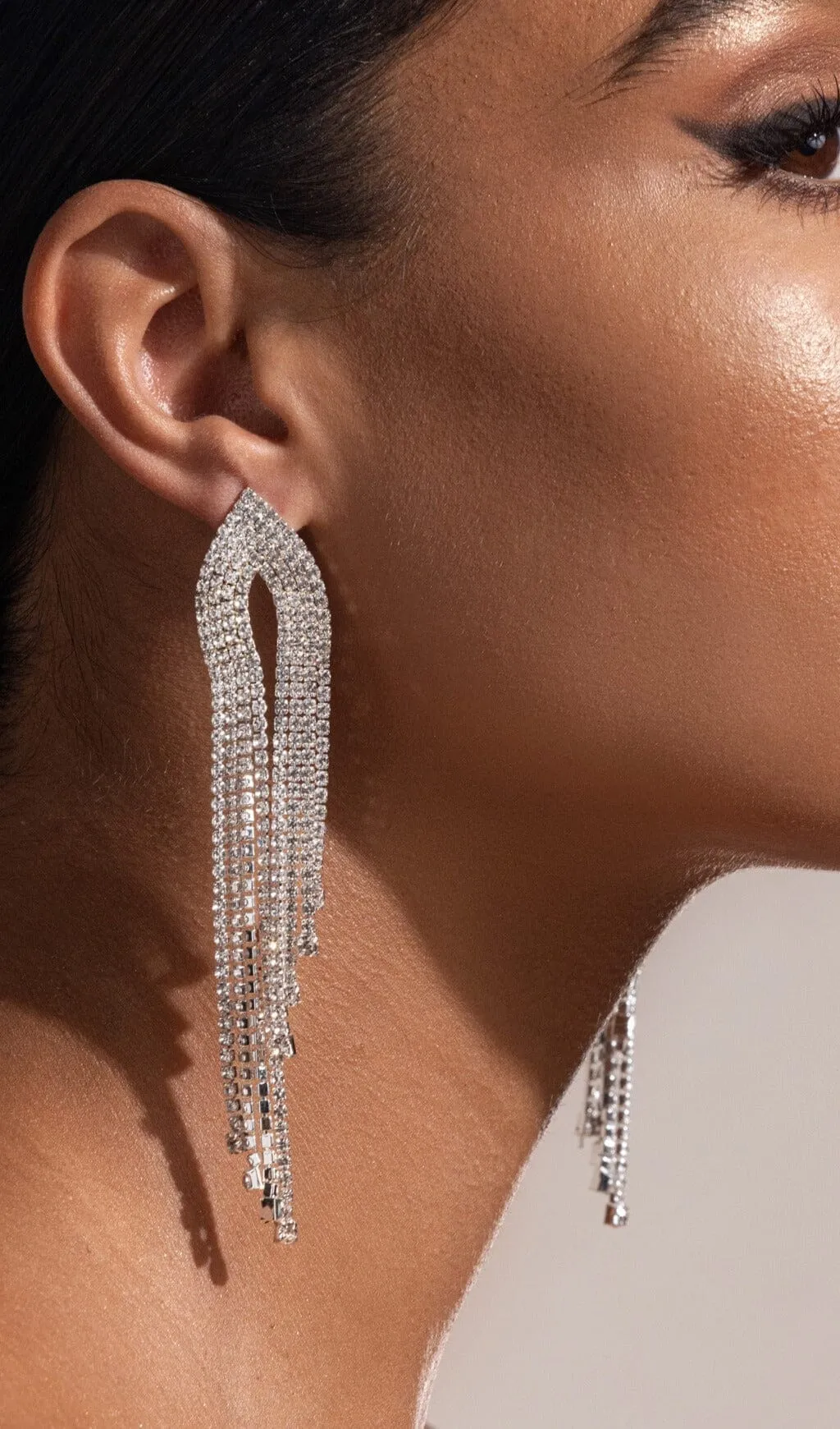 SILVER DIAMANTE TASSEL EARRINGS Gloria Lanvin