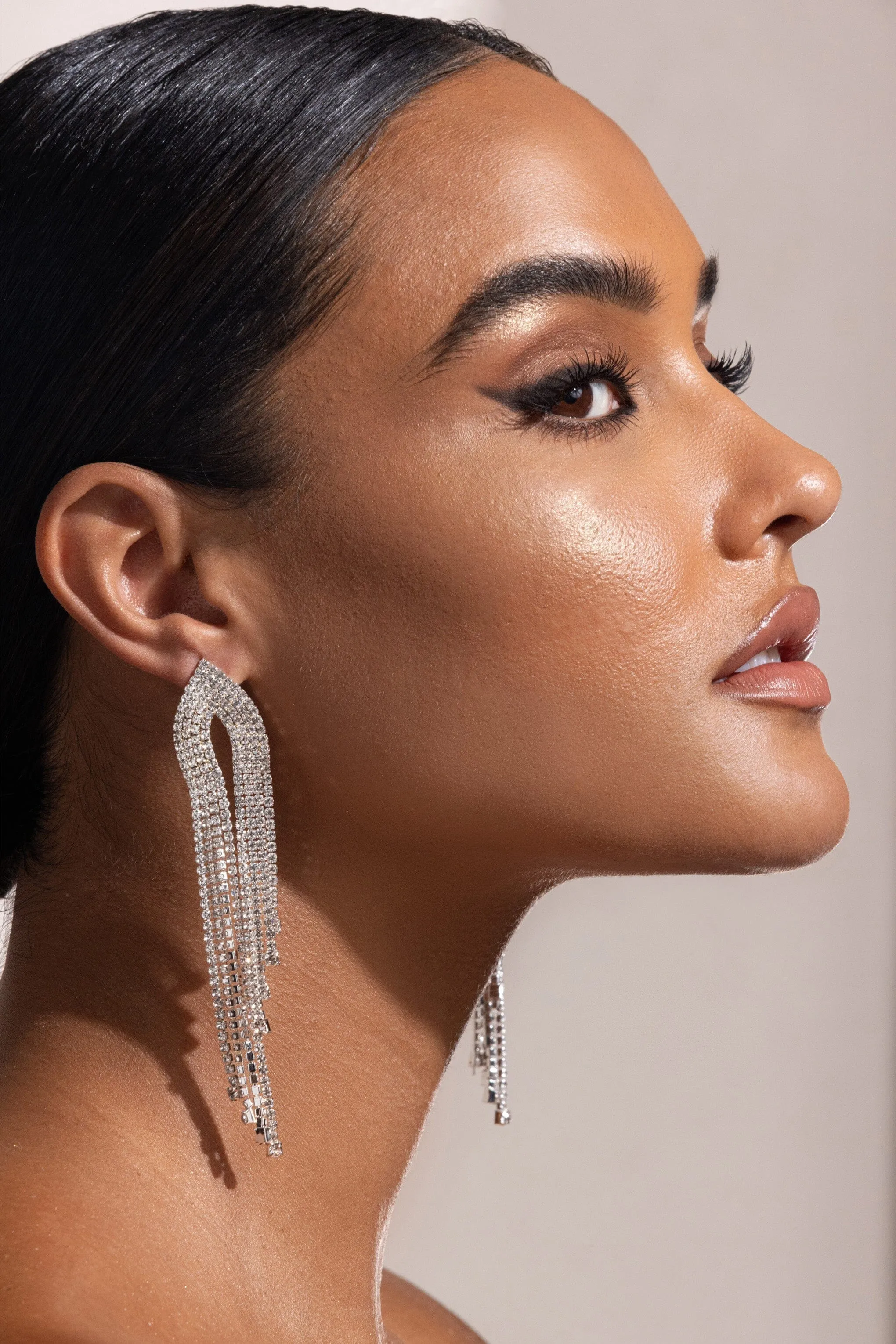 SILVER DIAMANTE TASSEL EARRINGS Gloria Lanvin
