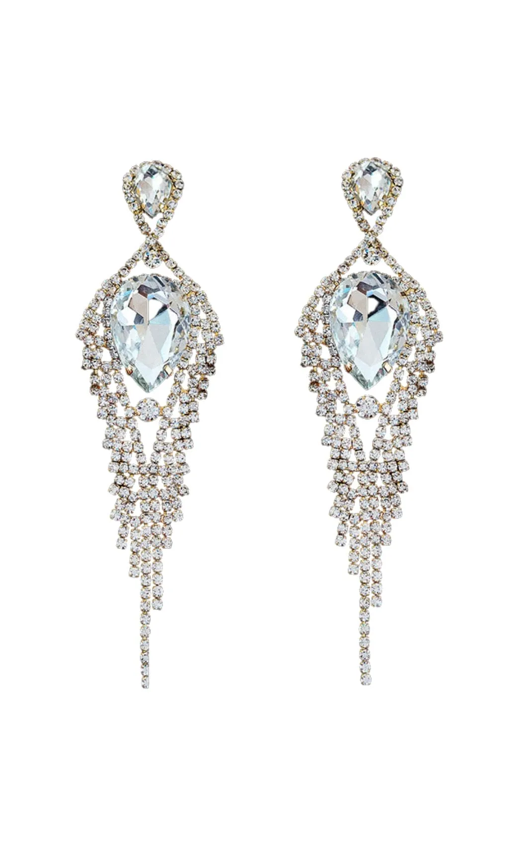 SILVER DIAMANTE TASSEL TEARDROP DROP EARRINGS Gloria Lanvin