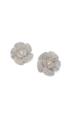 SILVER FIVE-PETAL RHINESTONE EARRINGS Gloria Lanvin