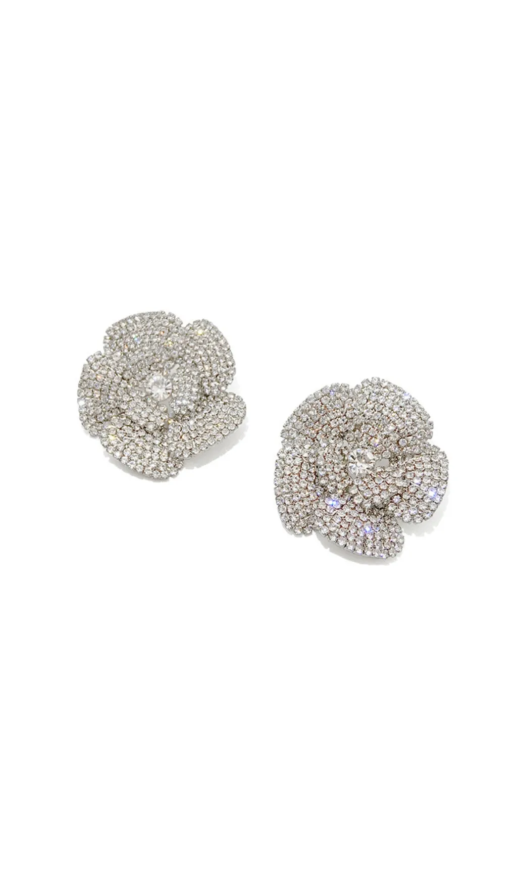 SILVER FIVE-PETAL RHINESTONE EARRINGS Gloria Lanvin