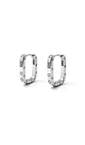 SILVER GEOMETRIC RHINESTONE EARRINGS Gloria Lanvin