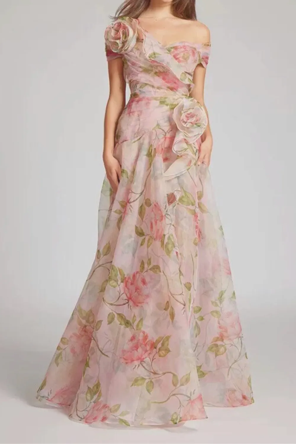 simona Sleeveless Flowers Flounce Maxi Dress Gloria Lanvin