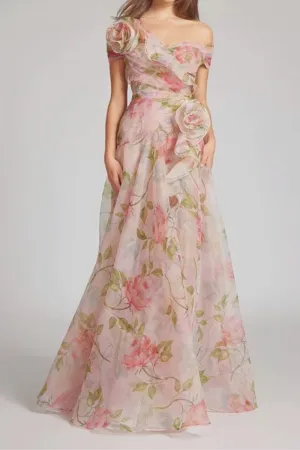 simona Sleeveless Flowers Flounce Maxi Dress Gloria Lanvin