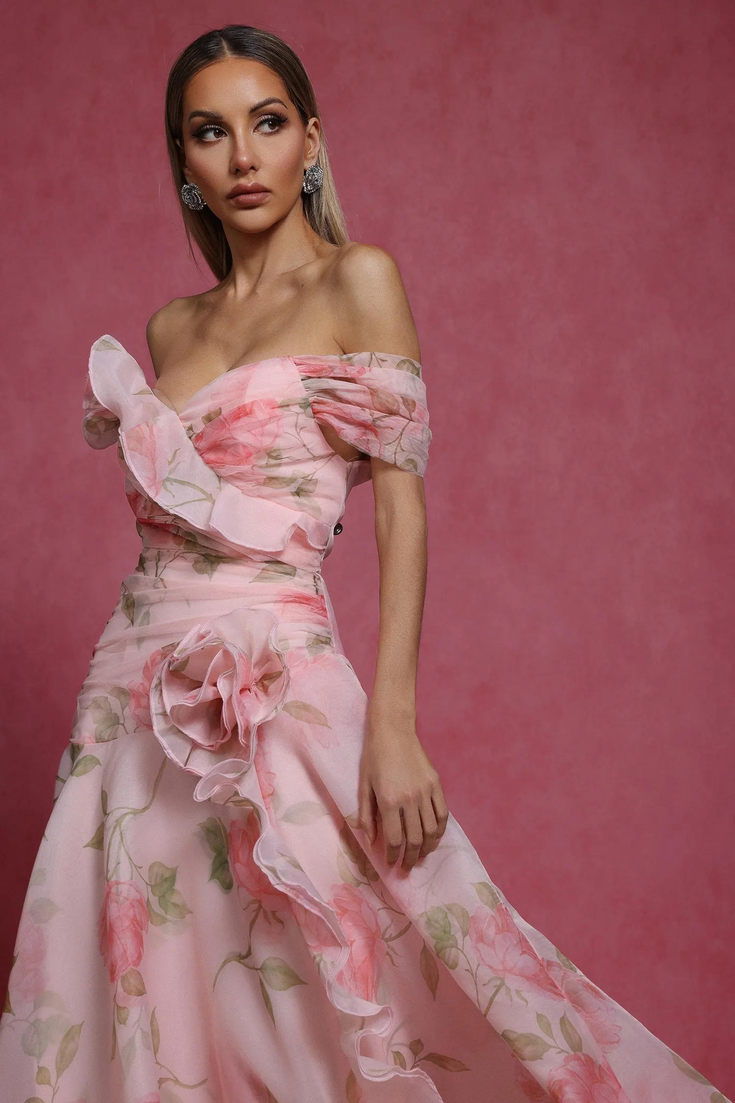 simona Sleeveless Flowers Flounce Maxi Dress Gloria Lanvin