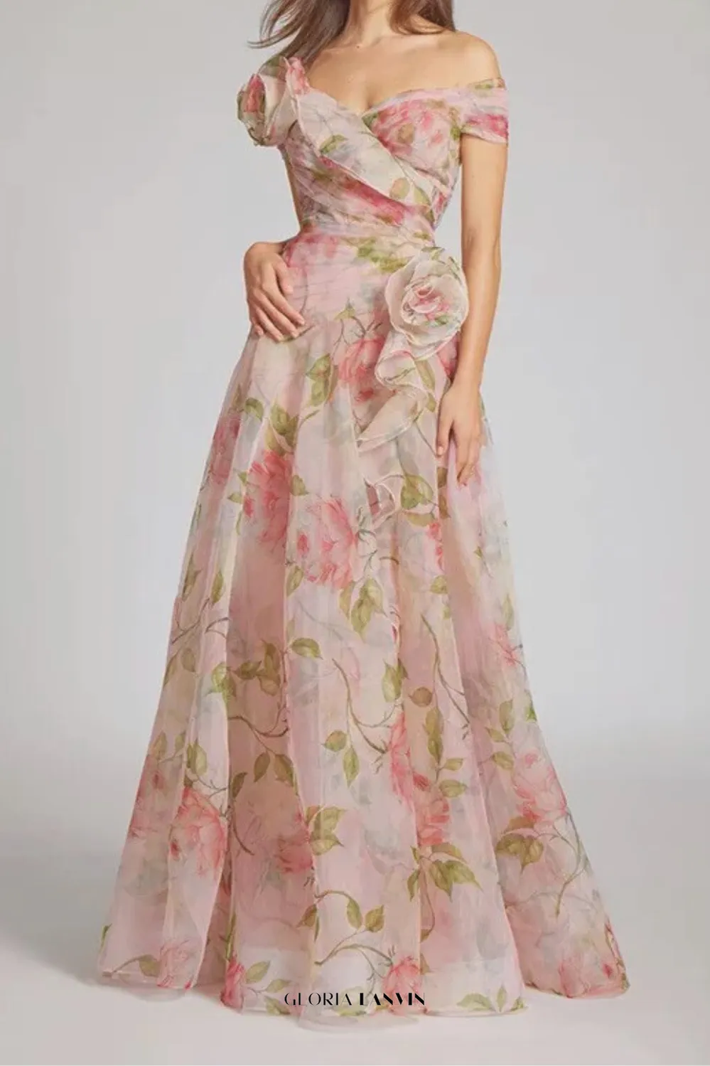 simona Sleeveless Flowers Flounce Maxi Dress Gloria Lanvin